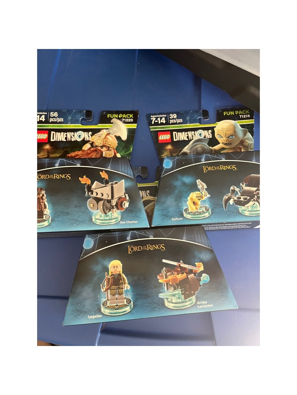 New Lot of 3 LEGO Dimensions Lord of the Rings Fun Packs - Gimli Legolas Gollum